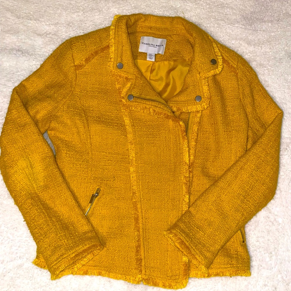 Yellow Tweed Moto Jacket